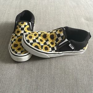 Vans Girls’ Checkerboard Sunflower Slip-On